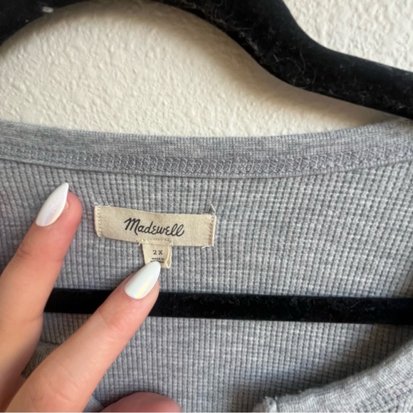 Madewell Grey Henley Short Sleeve T-Shirt - Picture 3 of 4